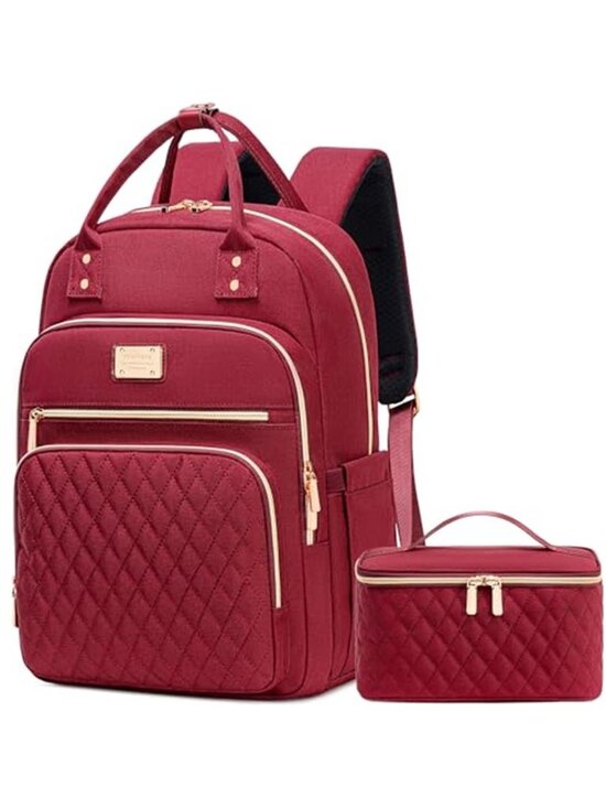 Handbags - Womens Laptop Backpack With Lunch Bag 15.6 in Work Travel Nurse Teacher Bookbag